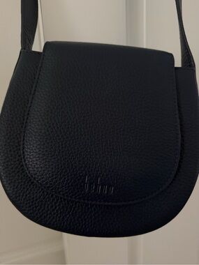 Behno Navy Pebbled Leather Crossbody Saddle Bag